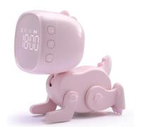 Dinosaurio LED Reloj despertador Entrenador de sueño Luz nocturna Suave para despertar Pantalla digital para niños Decoración de dormitorio (rosa)