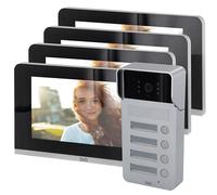 DiO Connected Home - Kit de videoportero (4 Botones y 4 Pantallas de 7 Pulgadas)