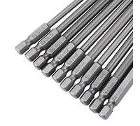 Dioche Set Slotted Cross Juego de Puntas de Destornillador Magnético de 10 Piezas Vástago Hexagonal/cabeza Hexagonal Ranurada de Acero de Aleación de 4 Pulgadas para Herramientas Eléctricas y Manuales