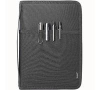 diodrio Funda para cuaderno A5 con cremallera YKK para agenda Moleskine Cahier LEUCHTTURM A5, resistente al agua, recargable, bolsillos interiores, color negro
