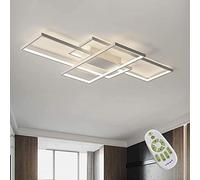 Diossad Lámpara De Techo Moderna Plafón LED Techo,Luz De Techo De Con Luz Nocturna Y Función De Memoria Para Dormitorio Salón Estudio Oficina Decorativo Lamparas De Arafia,Blanco,110x60x6.5cm