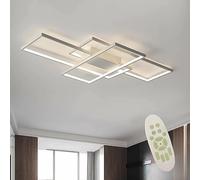 Diossad Lámpara De Techo Moderna Plafón LED Techo,Luz De Techo De Con Luz Nocturna Y Función De Memoria Para Dormitorio Salón Estudio Oficina Decorativo Lamparas De Arafia Blanco,80x45x6.5cm