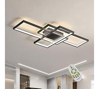 Diossad Lámpara De Techo Moderna Plafón LED Techo,Luz De Techo De Con Luz Nocturna Y Función De Memoria Para Dormitorio Salón Estudio Oficina Decorativo Lamparas De Arafia,Negro,90x50x6.5cm