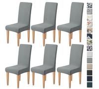 Dioxide Fundas Sillas de Comedor Tejido de Jacquard Anti-Manchas, Funda Sillas Elástica,Suave y Confortable,Funda Silla Ajustables Protectora Sillas para Banquetes,Restaurante(Gris Oscuro,6pc)
