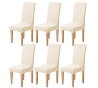 Dioxide Fundas Sillas de Comedor Tejido de Jacquard(Beige,6pc) | Anti-manchas, Funda Sillas Elástica,Suave y Confortable,Funda Silla Ajustables Protectora Sillas para Banquetes,Restaurante