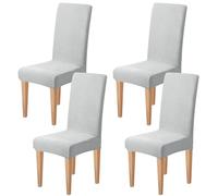 Dioxide Fundas Sillas de Comedor Tejido de Jacquard Gris Claro,4pc | Anti-manchas,Elástica,Suave y Confortable,Ajustables Protectora Sillas para Banquetes,Restaurante