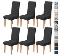 Dioxide Fundas Sillas de Comedor Tejido de Jacquard Negro,6pc | Anti-manchas, Funda Sillas Elástica,Suave y Confortable,Funda Silla Ajustables Protectora Sillas para Banquetes,Restaurante