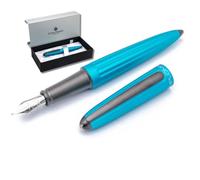 DIPLOMAT - Aero - Pluma Estilográfica de Acero - Punta Fina - Turquesa - Resistente y elegante - Garantía de 5 años