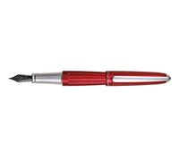 DIPLOMAT - Aero - Pluma Estilográfica de Acero - Punta media - Rojo - Resistente y elegante - Garantía de 5 años