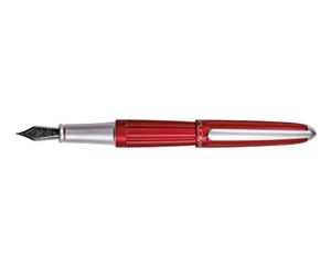 DIPLOMAT - Aero - Pluma Estilográfica de Acero - Punta media - Rojo - Resistente y elegante - Garantía de 5 años