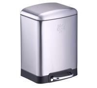 Dirt Devil Cubo de basura con pedal (6 L, cierre suave, acero inoxidable, interior extraíble, 23 x 22,5 x 32,5 cm), color plateado