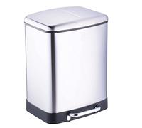Dirt Devil Cubo de basura con pedal de 2 x 12 l, 2 compartimentos, sistema de separación de residuos, cubo interior extraíble, acero inoxidable, 36,9 x 34,3 x 50,3 cm, color plateado