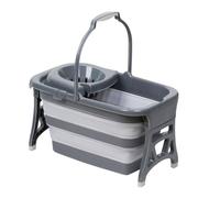 Dirt Devil Cubo de fregona Plegable de 20 litros - Cubo de fregona con escurridor - Espacio Ahorro Cubo de Limpieza - Mopper portátil para Suelos - Gris Blanco