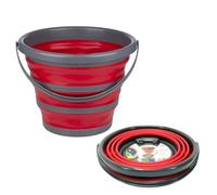Dirt Devil Cubo Plegable 10 litros - Camping Multifuncional Uso - Limpieza Compacto Plegable - Recipiente Portatil Practico - 32 x 25,5 x 5,5 cm - Rojo Gris