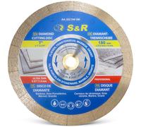 Disco de corte diamantado S&R, 180 x 25,4 x 10 mm, extra delgado, ideal para cortar limpiamente baldosas, porcelana, cerámica, gres, granito y mármol, apto para sierras de mesa y cortadoras de baldosa