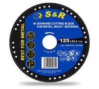 Disco de corte S&R, disco de corte diamantado de 125 mm, extra delgado (1 mm), para amoladoras angulares, ideal para cortar metal, acero, hormigón, hormigón armado, plástico y madera