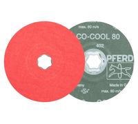 Disco de fibra COMBICLICK CO-COOL, diámetro 125 mm, grano K80, para acero inoxidable/aluminio, con abrasivo cerámico, marca PFERD