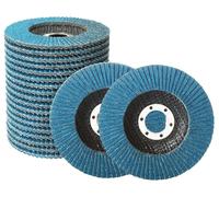 Disco de lija de 125 mm - Lija de láminas, 20 unidades - Óxido de circonio y corindón - Grano 60 - Para metal/hierro/madera - Azul - Lija de láminas
