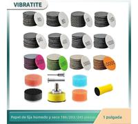 Disco de lijado en seco y húmedo de 1 pulgada, 25MM, 186/203/245 Uds., grano surtido 60-10000 con vástago de 1/8 ", 1/4", almohadilla de interfaz, almohadilla de lijado 186Pcs