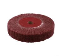 Disco de rueda de fibra de nailon rojo de 5 pulgadas, pulidor abrasivo no tejido de grano 320 para desoxidar y alisar contornos de madera de metal (125 mm)