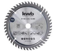 Disco de sierra circular kwb, 150 x 16 mm: Corte muy preciso. Ideal para encimeras, madera y paneles revestidos. Fabricado con carburo de tungsteno