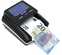 DISCORAMA® - Detector de dinero falso actualizable con USB. Verifica billetes falsos en euros con adaptador de corriente y batería recargable. Contador de billetes
