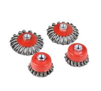 Discos de cepillo de alambre, Cepillo de copa alambre acero trenzado, 75mm/100mm, M14, extracción roja for amoladora angular(A1)