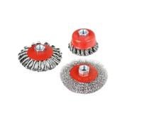 Discos de cepillo de alambre, Cepillo de copa alambre acero trenzado, 75mm/100mm, M14, extracción roja for amoladora angular(A3)