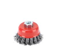 Discos de cepillo de alambre, Cepillo de copa alambre acero trenzado, 75mm/100mm, M14, extracción roja for amoladora angular(B1)