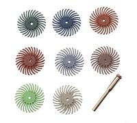 Discos de cepillo radial abrasivo con 25 mm de diámetro y vástago de 3 mm para pulido de detalles finos en talleres de joyería y trabajos de restauración (9 piezas)
