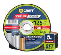 Discos de desbaste 125 de metal y acero inoxidable - Discos abrasivos para amoladora angular y Flex 22,23 mm de diámetro - Discos flexibles 125 Metal GRAFF 5 unidades