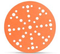Discos de lija de de 150 mm, 49 agujeros, 50 unidades de grano 60 de 60 pulgadas, papel de lija naranja con soporte de papel para lijadora orbital, papel de lija antiaglomerante para madera, pintura