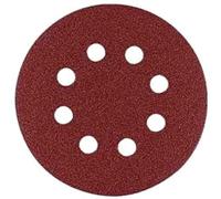 Discos de lija perforados con sistema de sujeción por velcro para pulidoras orbitales, diámetro 125 mm, grano 240, paquete de 100 unidades.