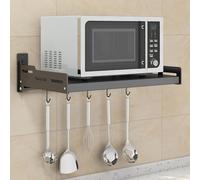DISDADA Soporte Microondas Pared Cocina, Estante Microondas Pared Colgar, Estanteria Microondas Encimera Metalicos con 5 Ganchos (52 * 36 * 14.5 CM)