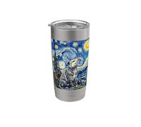 Diseño artístico de Opossum van Gogh Starry Night Vaso térmico de acero inoxidable de doble pared