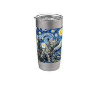 Diseño artístico de Van Gogh Starry Night Rhino Vaso térmico de acero inoxidable de doble pared