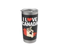 Diseño de corazón con mapa "I Love Canada" Vaso térmico de acero inoxidable de doble pared
