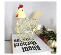 Diseño De Gallina Cesta Artículos for el hogar: cesta de alambre for guardar huevos en forma de gallina, estilo rústico, for la cocina y la decoración del hogar.(Yellow)
