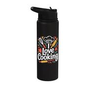 Diseño de pasión culinaria I Love Cooking Stainless Steel Insulated Water Bottle