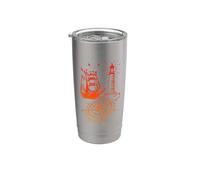 Diseño retro de faro con brújula antigua de velero Vaso térmico de acero inoxidable de doble pared