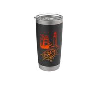 Diseño retro de faro con brújula antigua de velero Vaso térmico de acero inoxidable de doble pared