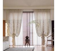 Diseños de caligrafía en beige, gris y . Juego de 2 cortinas opacas para salón, de lino. Cortinas modernas para salón, 132 x 229 cm, con cintas para crear pliegues