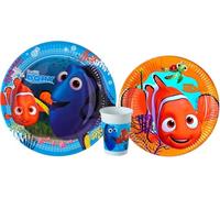 Disney 8 platos de papel Dory 23 cm + 8 platos de papel Nemo 23 cm + 8 vasos Dory/Nemo para fiestas y cumpleaños