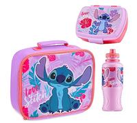 Disney Bolsa Termica Porta Alimentos Infantil Set 3 Piezas con Loncheras para Niños, Sandwichera Fiambrera Niña y Botella de Agua, Merienda Bocadillos Cole Guardería Accesorios Oficiales Stitch