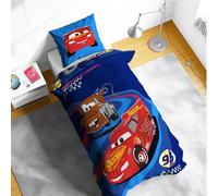 Disney Cars Lightning McQueen & Mater - Juego de Ropa Cama, Funda de Edredón para Cama Individual, Reversible, para Niños, con Diseño de Pista de Carreras y Fundas de Almohada a Juego