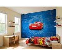 Disney Cars Mural Papel Pintado Foto Azul Para Habitación Infantil 144x100 inch