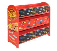Disney Cars Rayo Mcqueen Unidad de almacenamiento de juguetes hecha de madera, tela y metal; sistema organizador con 6 cajas para dormitorio, fácil montaje y limpieza