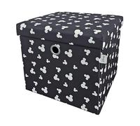 Disney Classic Mickey Mouse Caja de almacenamiento plegable con diseño de otomana, cofre de juguetes cuadrado con tapa para niños, taburete para los pies, puede soportar hasta 30 kg