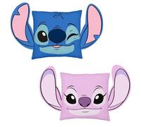 Disney Cojín con Forma Oficial Lilo y Stitch | Almohada súper Suave | Diseño Reversible “Chill” con Angel y Stitch decoración del Dormitorio o Sala de Estar
