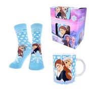 Disney Elsa Taza y Calcetines, Taza de Ceramica, Calcetines Antideslizantes Algodon, Taza Diseño Frozen Elsa y Anna, Set de Regalo para Niñas